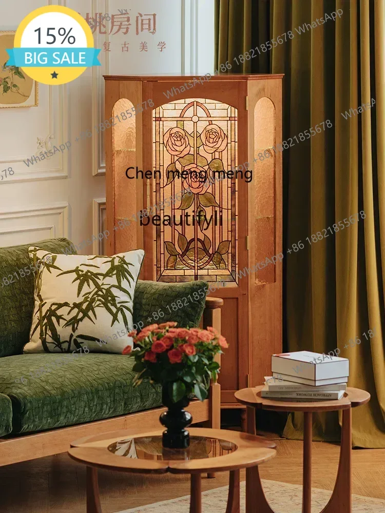 

Угловой шкаф xxqRose из массива вишневого дерева, винный шкаф в американском ретро-стиле, треугольный угловой шкаф для гостиной