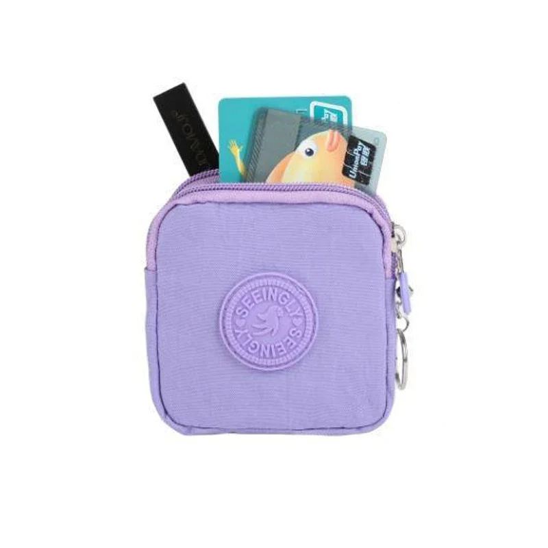 Minimalista Cor Sólida Impermeável Nylon Mini Carteira, Coin Pouch, Zipper Clutch, Coin Purse, Chave, Fone de ouvido, Batom, Pequeno