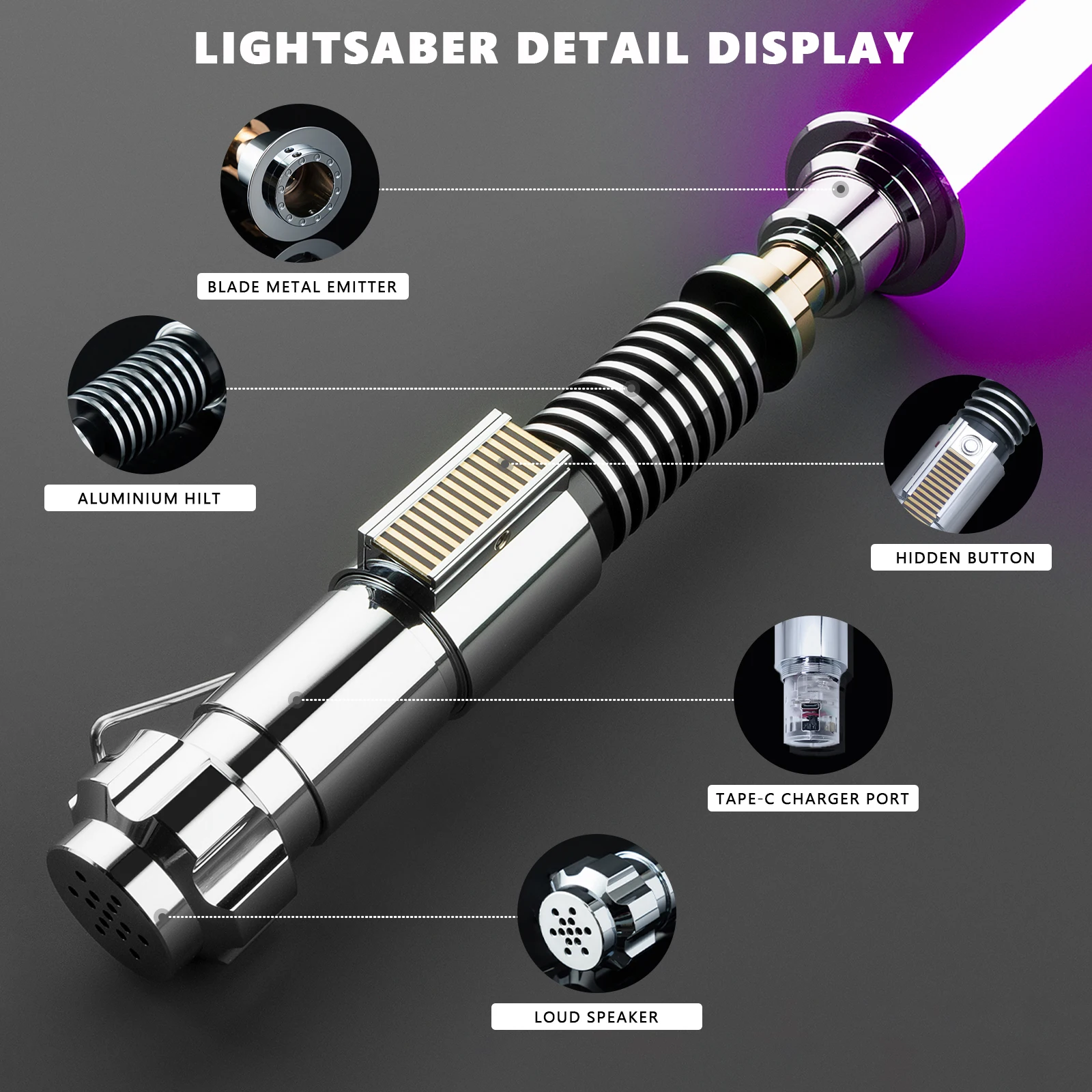 Luke EP8-Premium Metal Light Saber,Motion Control,RGB/Neo Pixel,16/34 Sound Fonts ,16 Infinite Colors,Boys Gift Collectibles