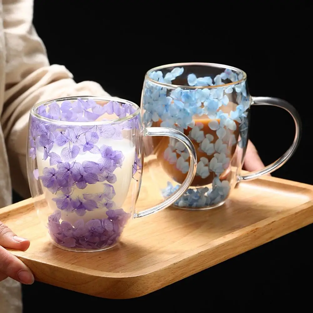 High Borosilicate Glass Cup Double Layer Glass Cup Double Wall Glass Coffee Mug with Handle Insulated Heat Resistant Tea Latte