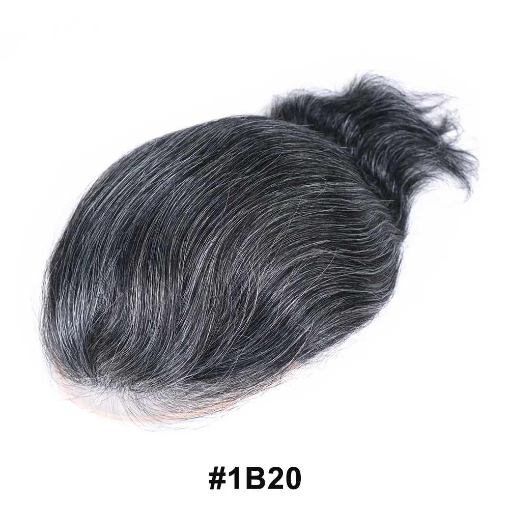 Grey Men's Human Hair Toupee, Wavy Mono Lace Front Wig
