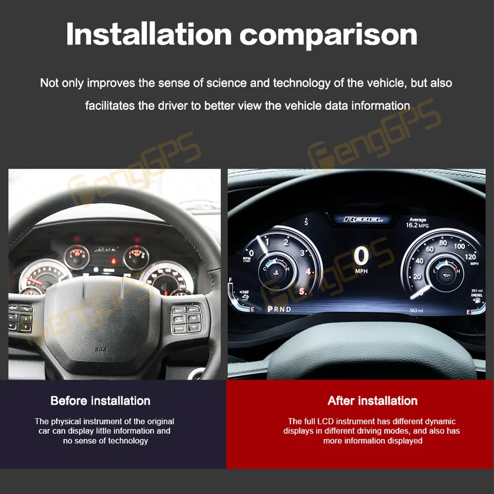 

Новая цифровая приборная панель для Dodge Ram 1500 2500 2013-2018, кластерный прибор, кабина, спидометр, виртуальный монитор, экран 2024, стиль