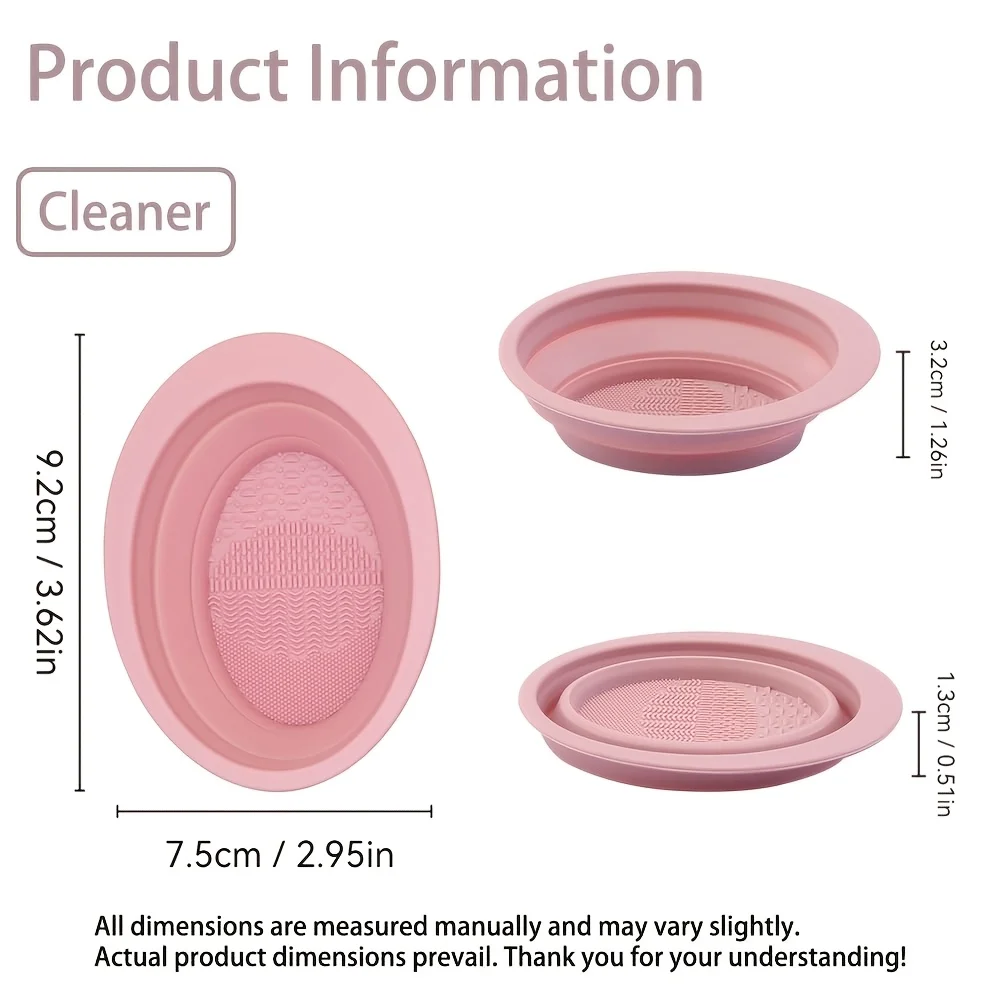 Foldable Silicone Makeup Brush Cleaner Bowl, Textured Scrubber for Brushes Puffs Sponges, Travel Washing Tool, Compact view 4