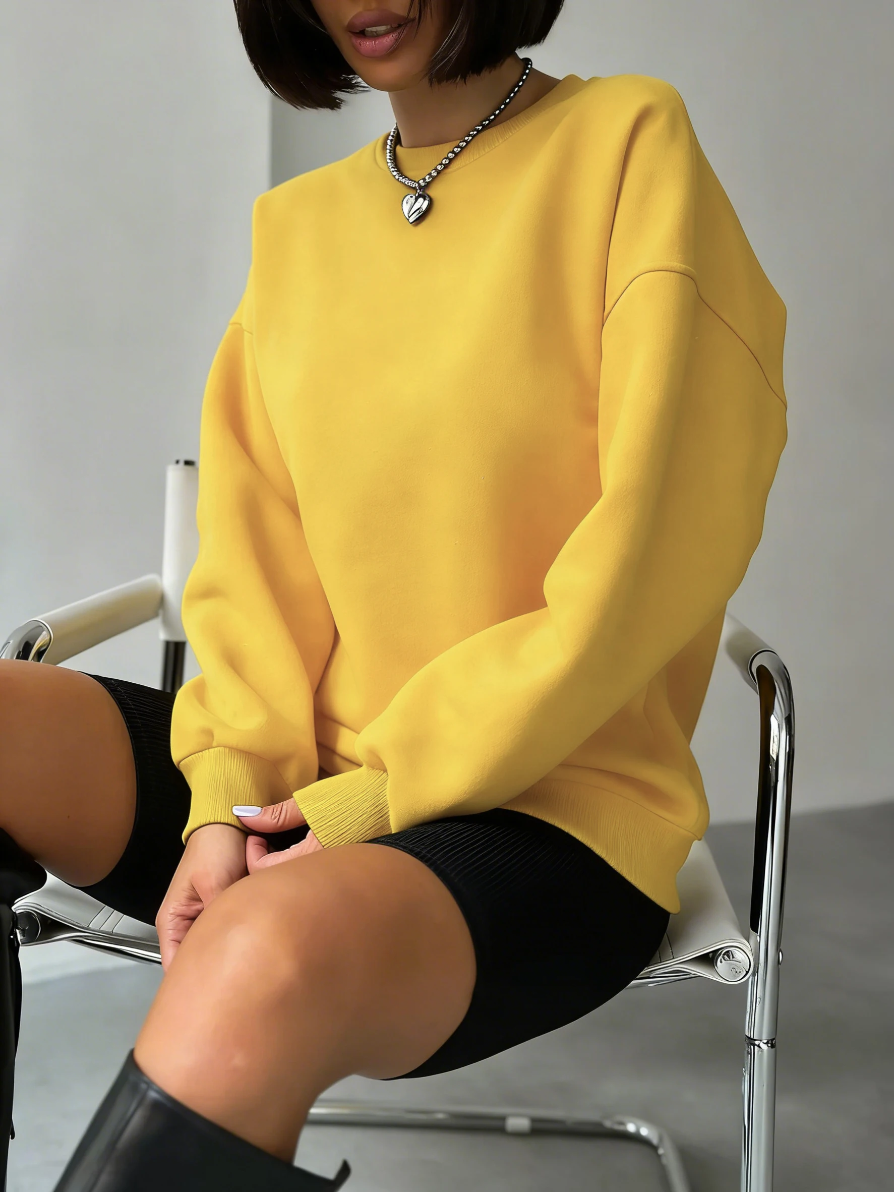Autumn Hoodie Women Plus Size Sweatshirt Comfy Solid Tops Fleece Fashion Clothes Street Soft Sportswear Casual Warm Pullover