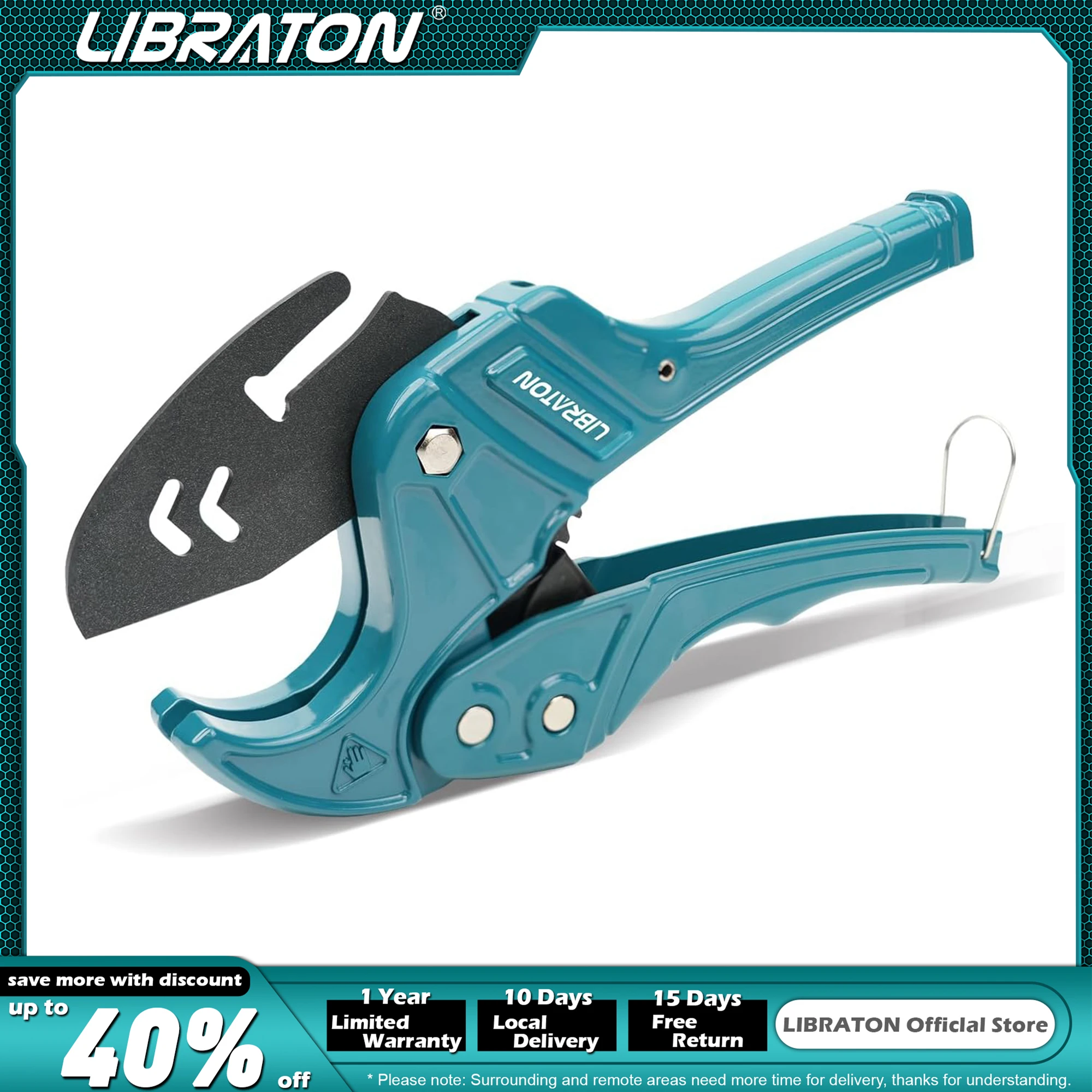 

Libraton Fish-Head PVC Pipe Cutter, Up to 42mm, Ratchet PEX Cutter, Heavy-Duty Plastic Pipe Cutting Tool for Cutting Hoses Pipes