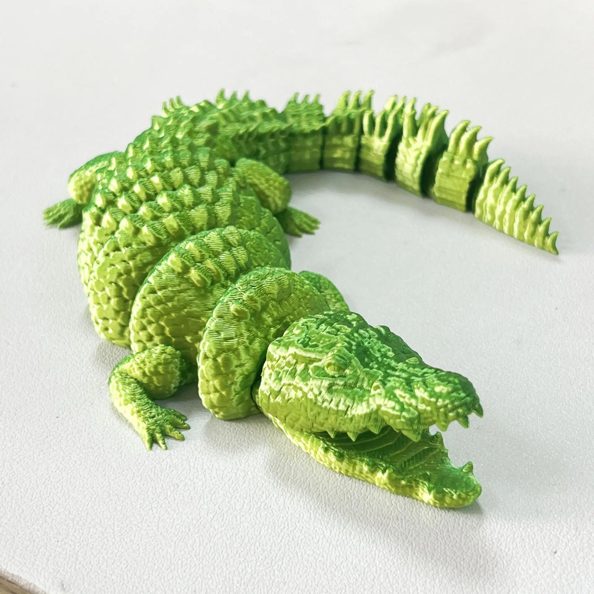 New 3D Print Fat Belly Crocodile Toys Full Body Movable Open Mouth Simulation Animal Crocodile Figure Model Home Decoration