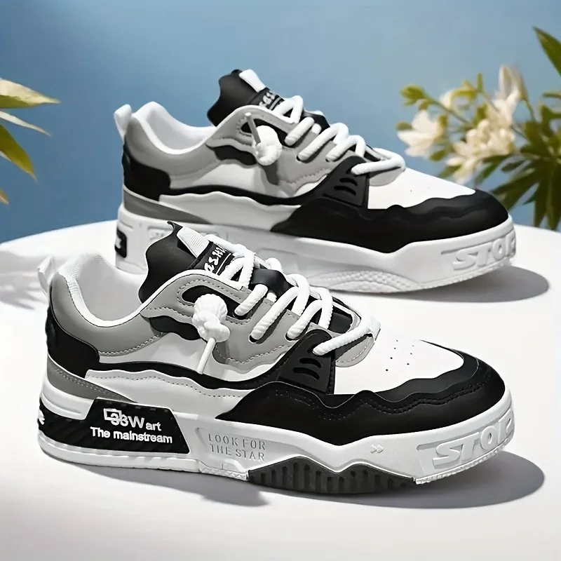 

Men's Fashionable Low-Top Skate Shoes Comfortable Anti-Slip Laced Durable Casual Sports Shoes Suitable for Men's Outdoor Activit