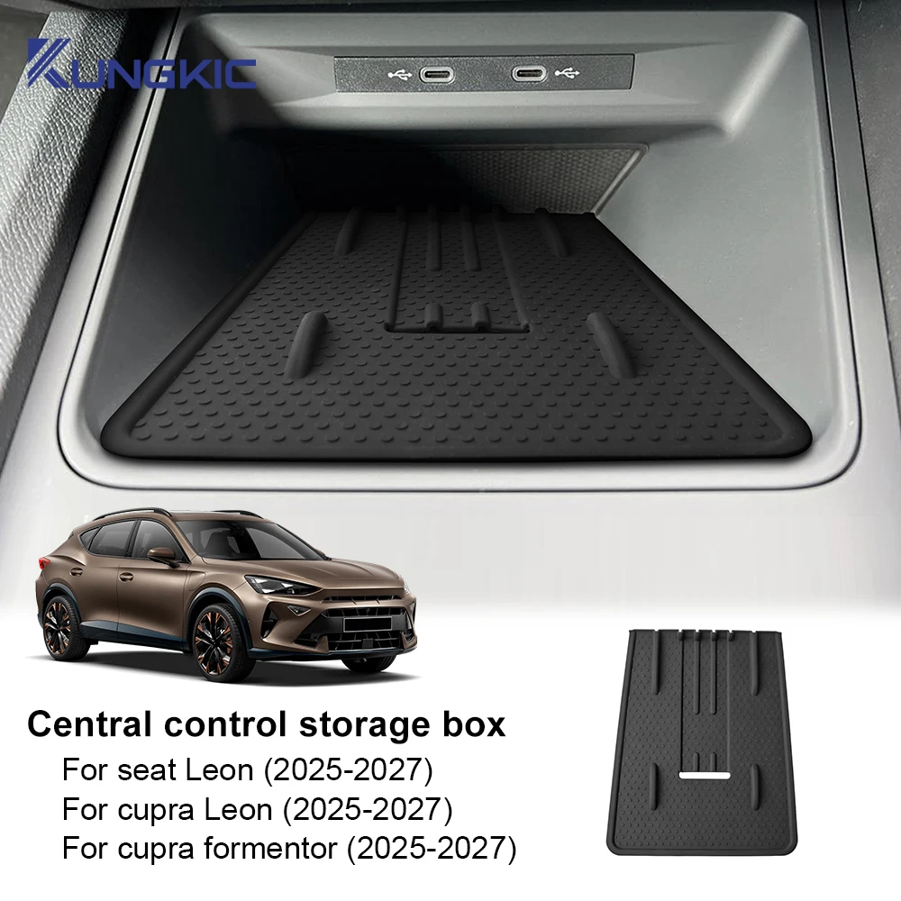 Protector de Asiento para Seat LEON/Cupra Leon/Cupra Formentor 2025 2026 2027, Silicona, Carga Inalámbrica, Accesorios Interiores Antideslizantes