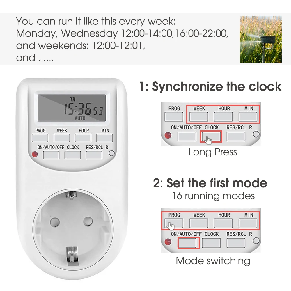 7 dni cyfrowy programowalny gniazdo przełącznika Timer 16 Program EU US UK DE Plug 24-godzinny cykliczny regulator rozrządu dla pompy do ogrodu