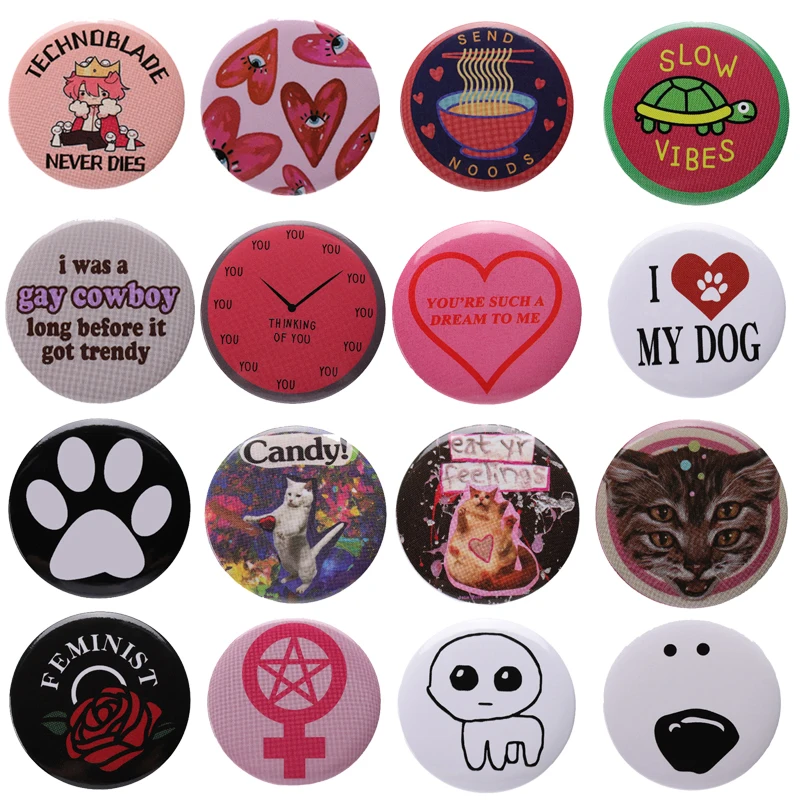 Cartoon Tinplate Pins Soft Button Brooch Jewelry Gift Custom Women No Music No Life Letter Quote Backpack Hat Lapel Accessories