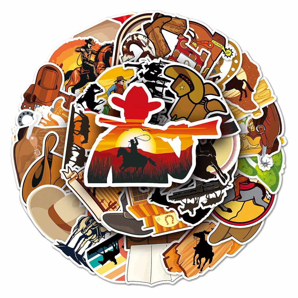 10/30/50pcs Cartoon Vintage Western Cowboy Stickers Cool Graffiti Decals Motorcycle Phone Suitcase Bike Waterproof Sticker Decor view 4