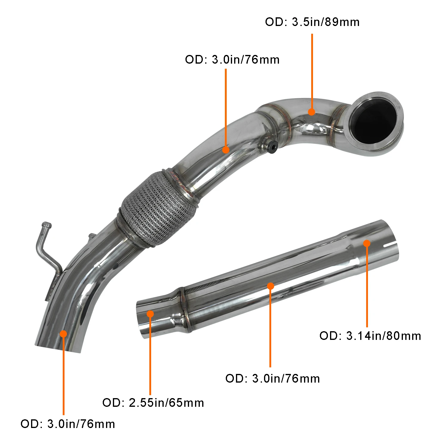 Car Down Pipe For Volkswagen MK7 MK8 GTI A3 1.8T 2.0T Audi A3 Seat Leon Stainless Steel EA888 Gen3 Engine Golf 7 Downpipes