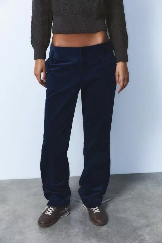 

2024 Autumn/Winter New Product: Women's Wear, Low Waist, Slim Look, Corduroy, Comfortable and Simple Straight Leg Casual Pants