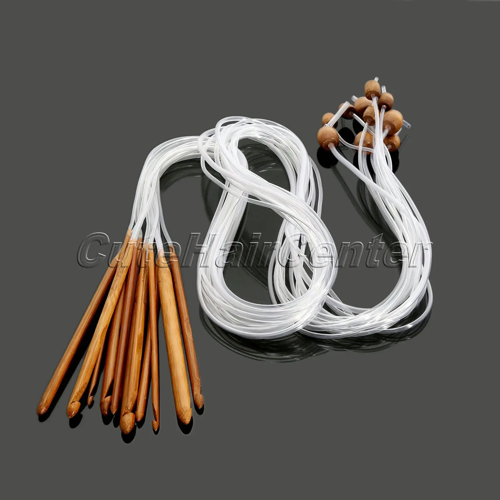 12pcs/kit uncinetti 1. Aghi per tubi morbidi in bambù carbonizzato afgano con perline di legno 1.2m strumento per maglieria a trama lunga 3mm-10mm