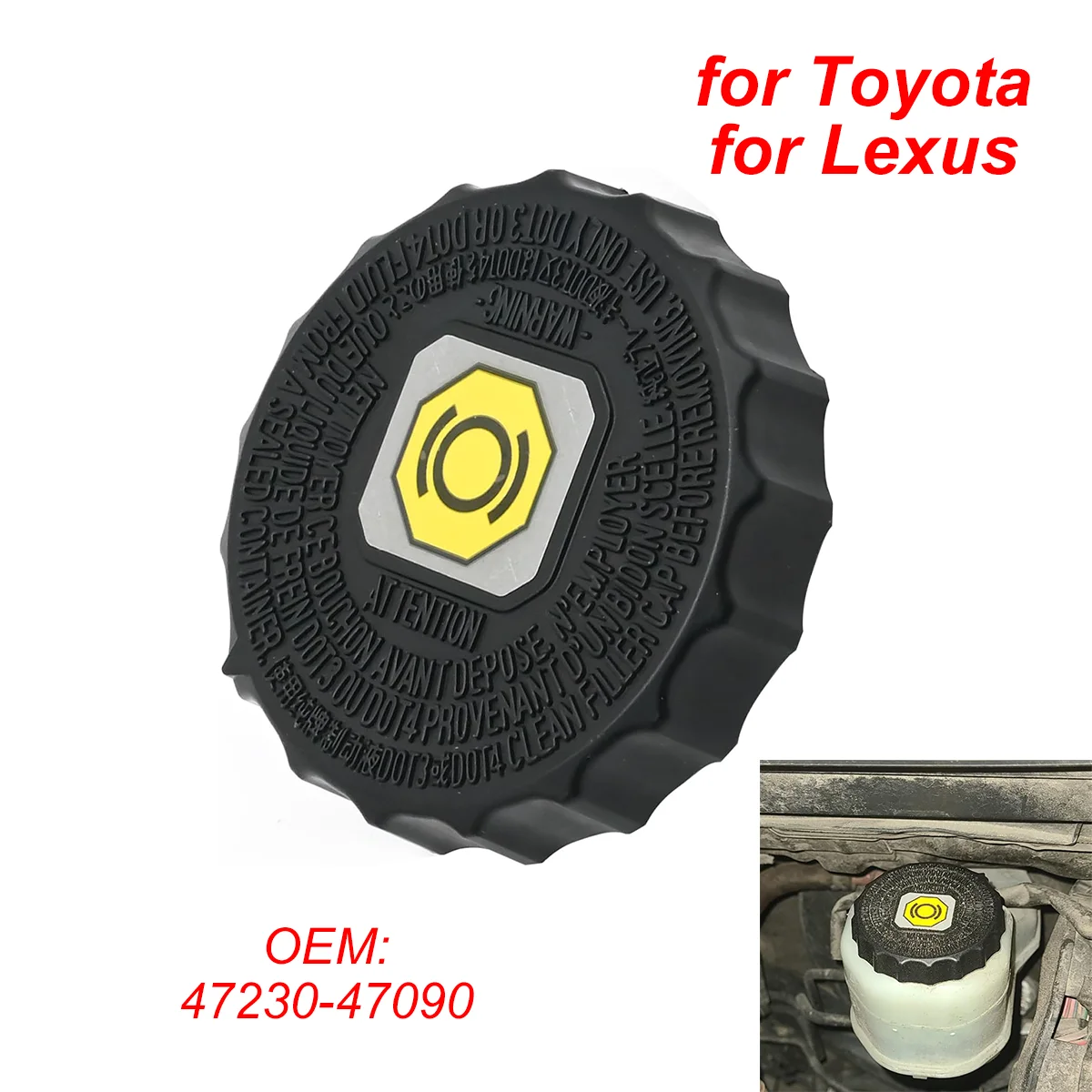 47230-47090 Car Brake Master Cylinder Cap Brake Fluid Reservoir Cover for Toyota RAV4 XA50 Corolla Camry for Lexus LS460 LS600