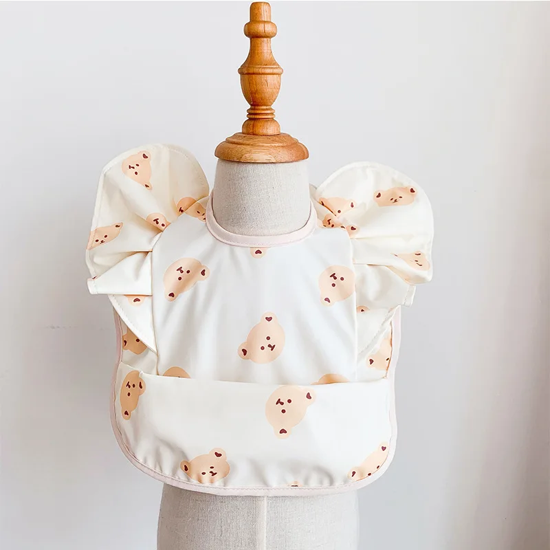 Babadores de alimentação do bebê impermeável ins estilo nórdico anjo bolso arroto menina menino refeições infantis babador fácil limpo bonito panda