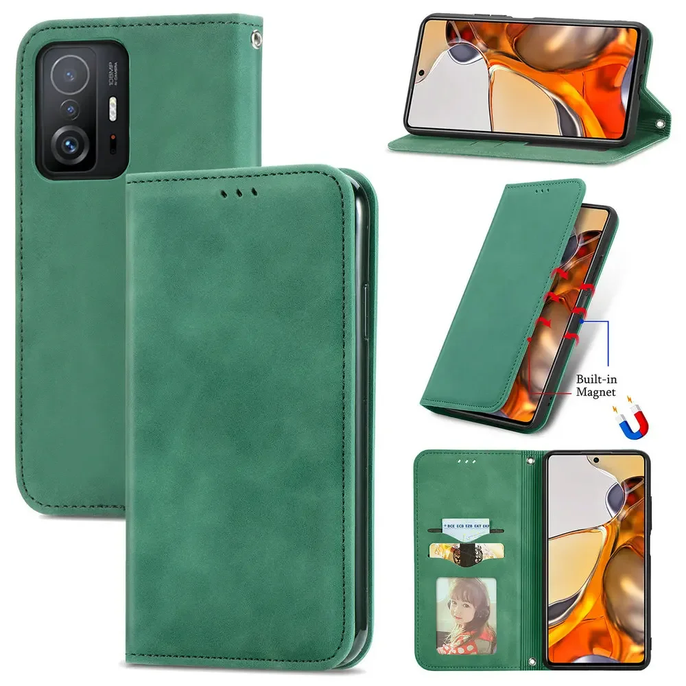 For Redmi Note 12S 11T Mi 11 Lite 13T 5G Protect Case Leather Smooth Book Xiaomi 12 S Pro 13 T 11e 11s Plus 12x Flip Cover Funda