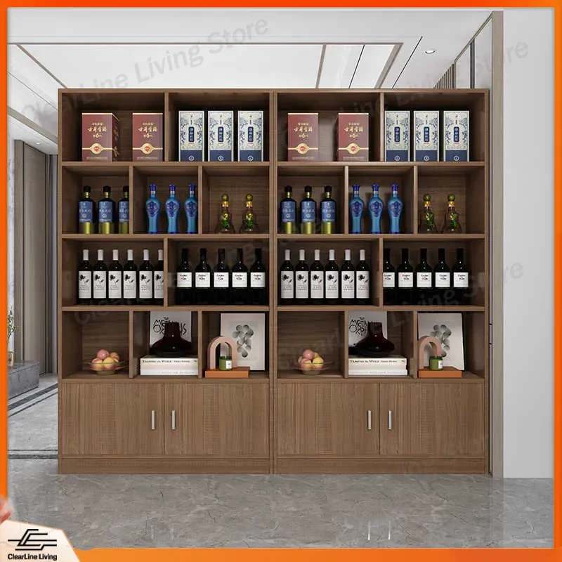 Modern Wall-Mounted Wine Cabinet for Living Room Small Apartment TV Stand Sideboard Display Rack Storage Unit with Shelves