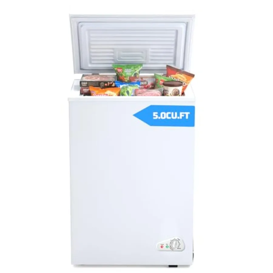 5.0 Cu.Ft Chest Freezer Small Deep Freezer with Adjustable Thermostat Energy Efficient Quiet Compact Freezer Mini Freezer or Re