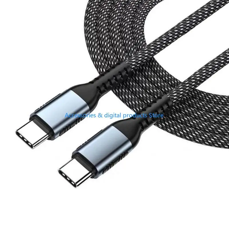77JD Large Power  100W Type C to Type C Cable Nylon Braided for Fast Charging Laptops