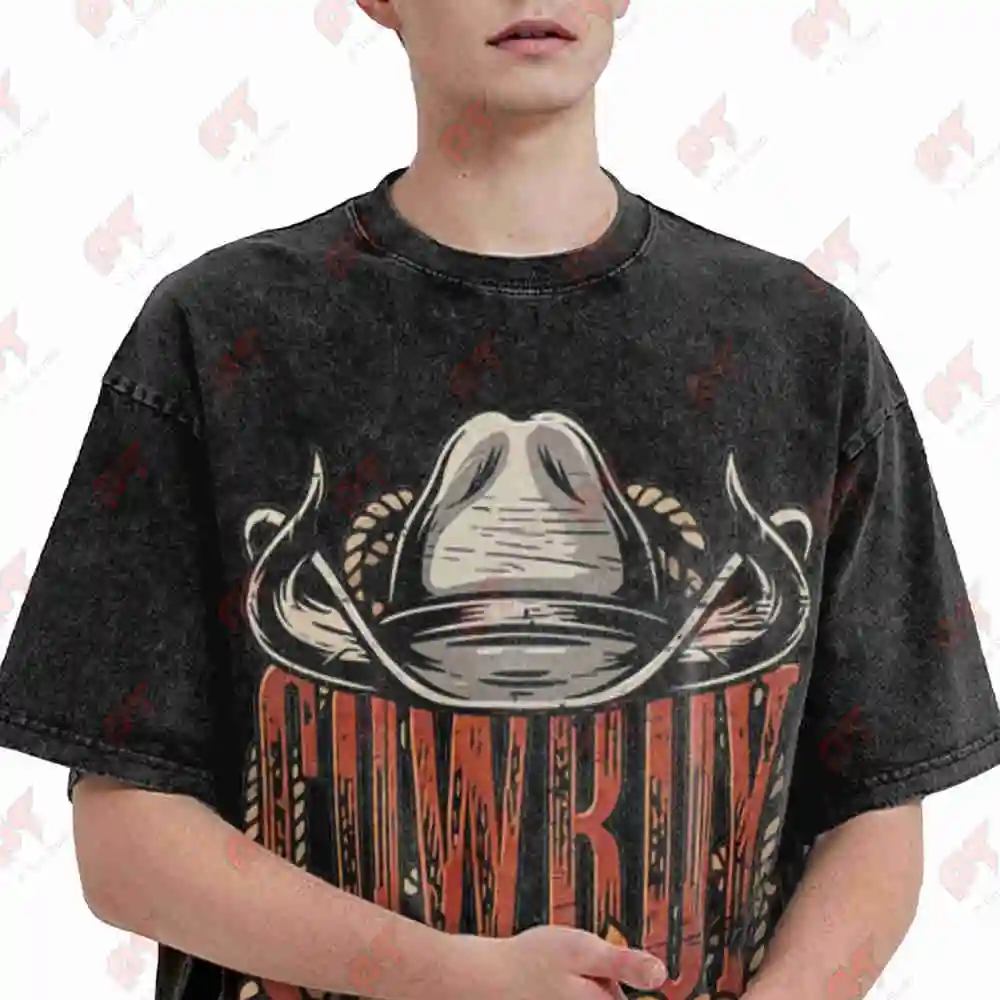 Texas Bull Riding Cowboy Western Rodeo Rider Vintage Washed Tee Pure Cotton T-Shirt