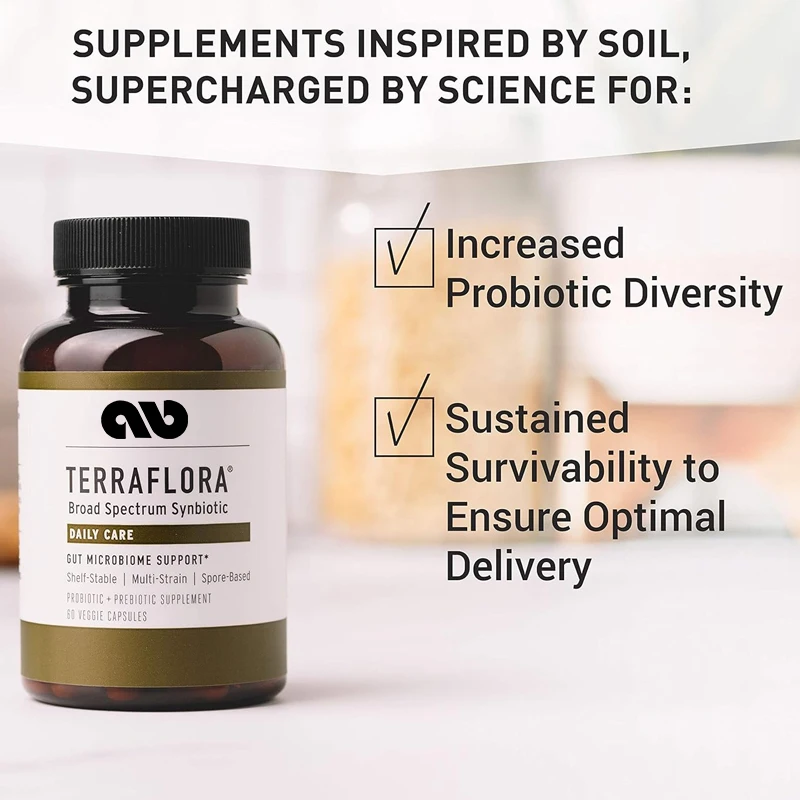 

Terraflora Daily Care Probiotics and Probiotic Symbiosis, Allergen Friendly Spore Supplement Capsules Promote Gut Health