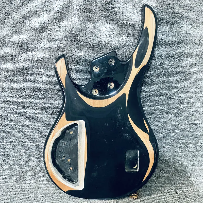 FB713 Black Color Paints Problems Active Pickups Electric Bass Unfinished Bass Body 5 or 6 Strings for Replace and DIY Damaged