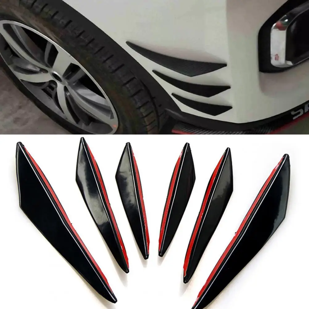 6 Pcs Convenient Car Spoiler Splitters  Anti-scratch Different Sizes Car Air Spoilers Bumper Fin Canard Splitters