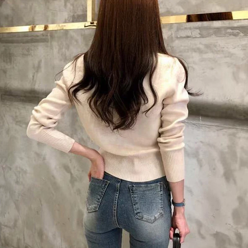 2026 Autumn Long Sleeve Fashion Women Cardigans Sweater Knitted Coat Short Casual Single Breasted Korean Slim Chic Ladies Tops, image 6