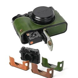 PU Leather Half Body Set Cover For FujiFilm Fuji X100V X-100V Camera Bottom Case With Battery Opening