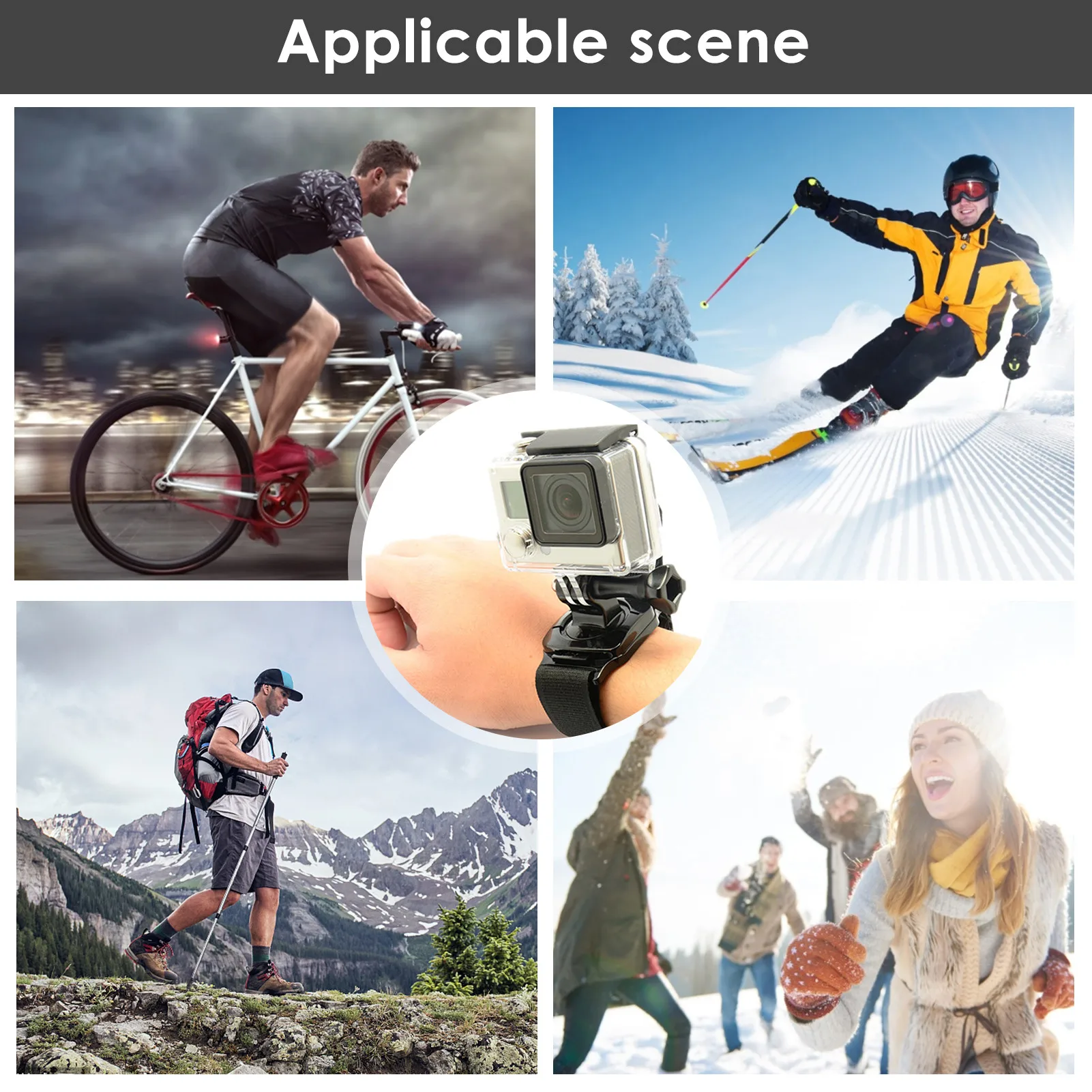 360 Degrees Wrist Band Arm Strap Belt Tripod Mount For GoPro Hero 8/7/6/5/4/3+/2/1 Camera Fist Adapter Band For Go Pro Accessori