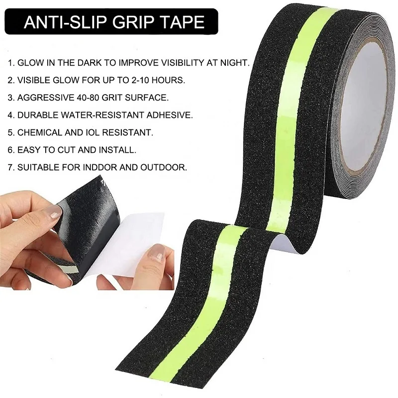 3M*2inch Tape Glow in Dark Stripe Heavy Duty Anti Slip Tape for Stairs Outdoor Indoor Waterproof Non Skid Roll Stair Steps Strip