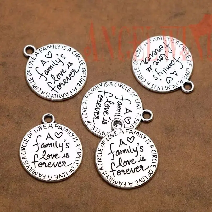 30pcs/lot--20x23mm, Antique silver plated Family\'s Love is Forever charms,DIY supplies, Jewelry accessories