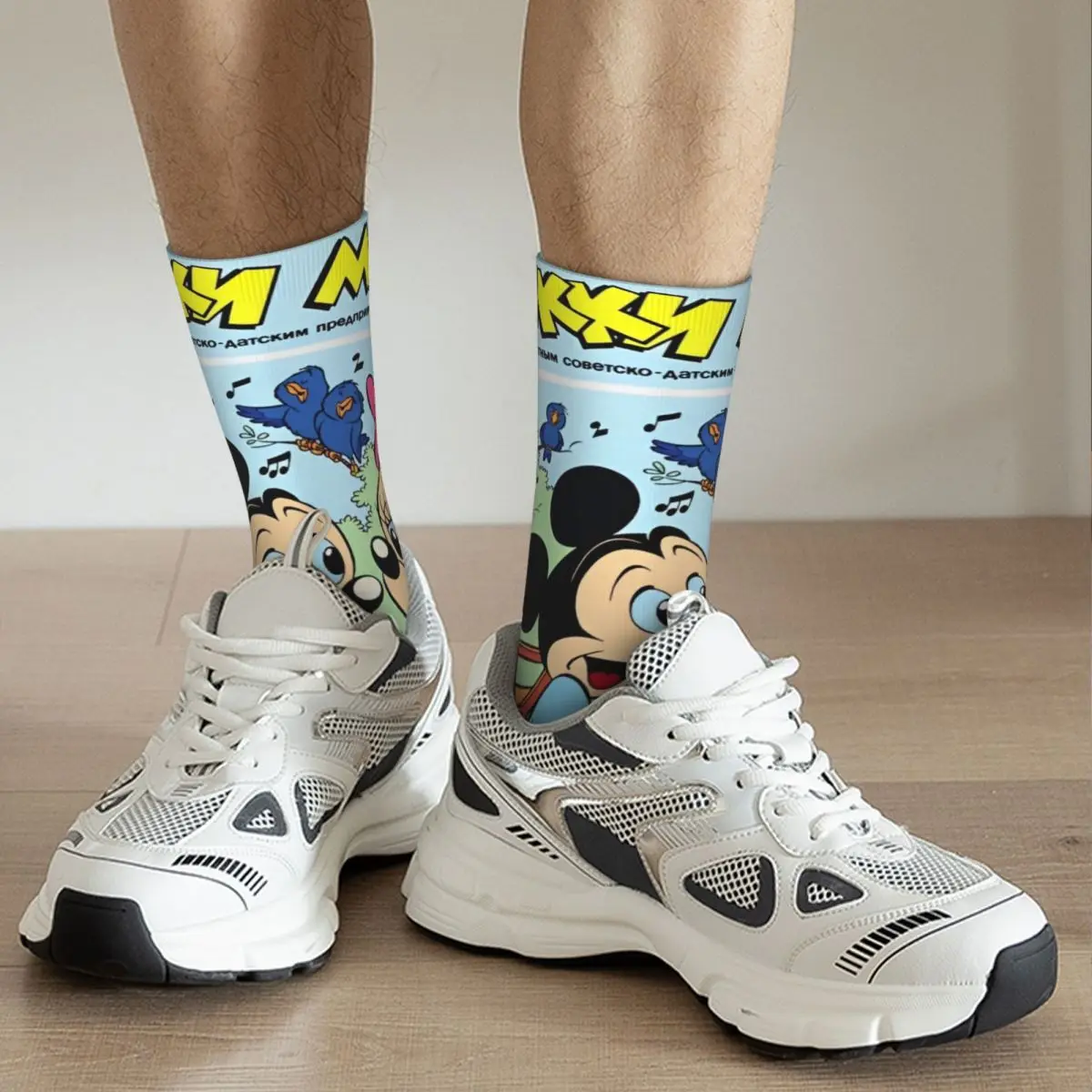 Mickey Mouse Cartoon Socken Neuheit Strümpfe Männer warme weiche Rad socken Winter Grafik rutsch feste Socken