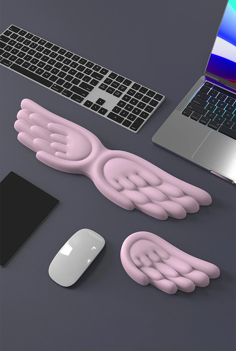 Flügelförmige Silikon-Handballenauflage, ergonomische Schreibtischunterlage für Büro und Gaming, 13 Farben, 3 Konfigurationen – Detail 7