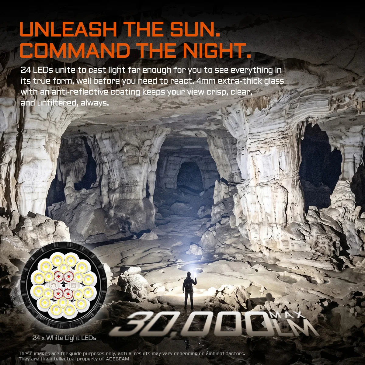 ACEBEAM X80 GT3 Compact and High-Power Exploration Flashlight Up To 30000 Lumens And A Beam Distance Of 430 Meters RED And UV