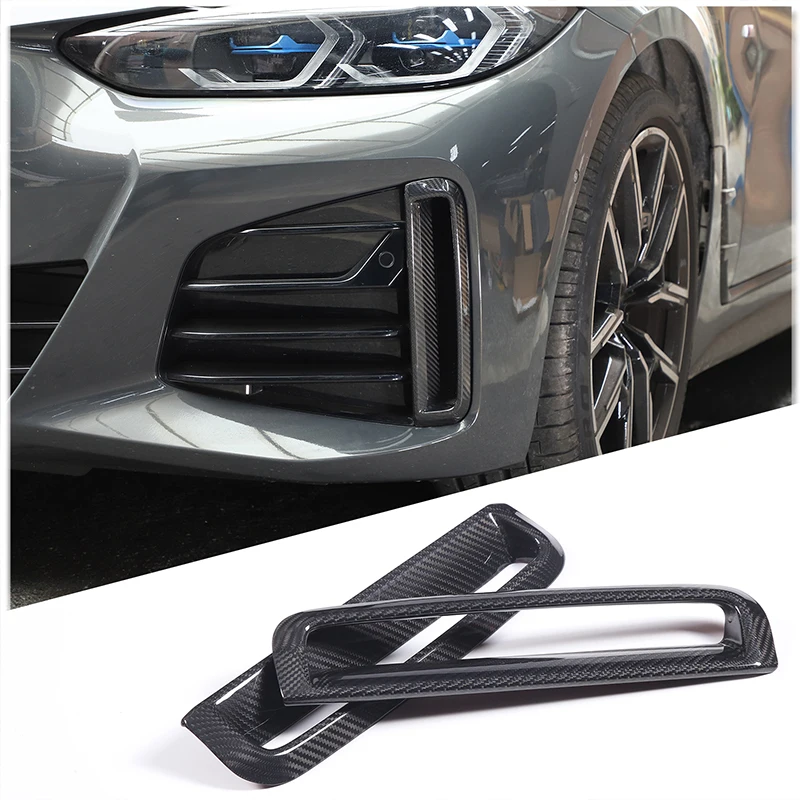 

For 2022 BMW 4 Series G26 Real Carbon Fiber Car Front Fog Lamp Frame Cover Sticker Car Protection Accessories 2Pcs