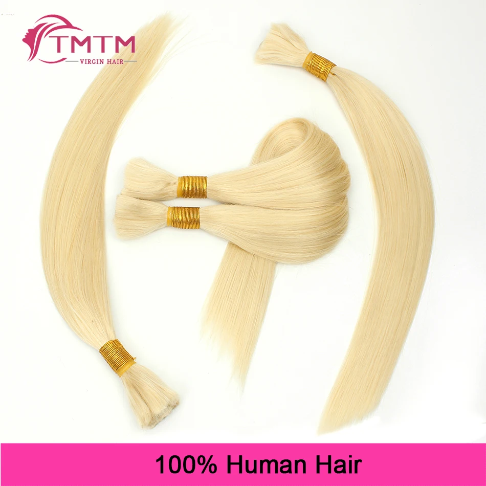 Golden Blonde Bulk Human Hair Extensions For Braiding No Weft Remy Straight Bundles Bulk Hair Brazilian Human Hair Bulk 100G