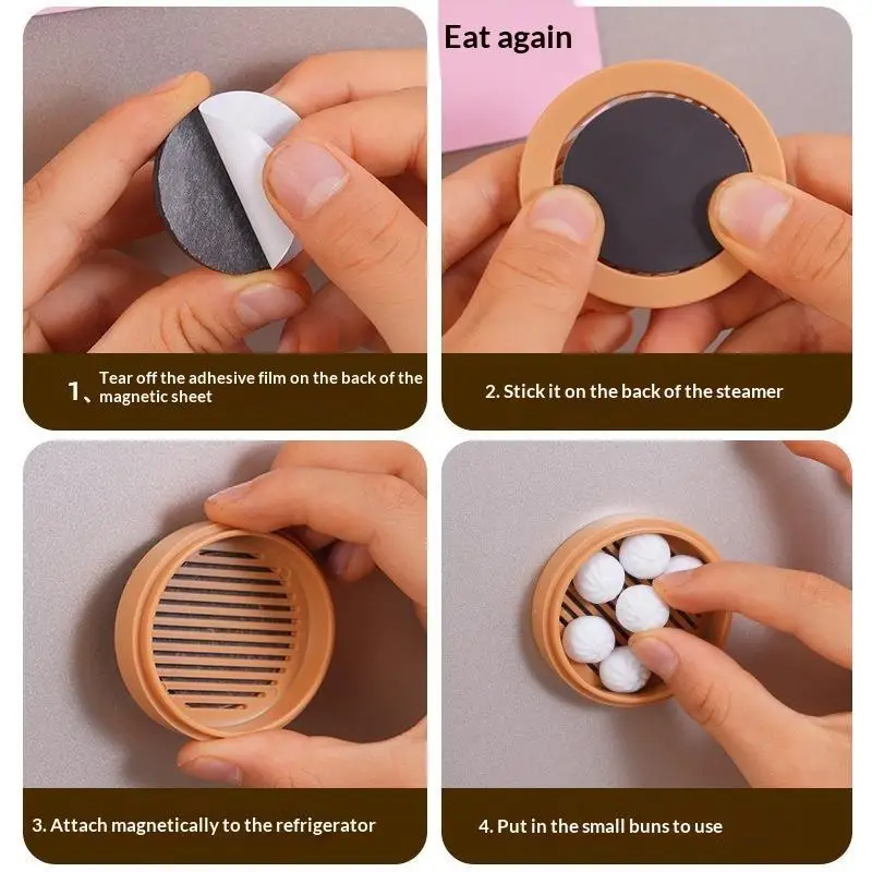 3D Printing Bun Dumpling Fridge Magnet Plastic Realistic Miniature: Food Magnetic Sticker Whimsical DIY Label