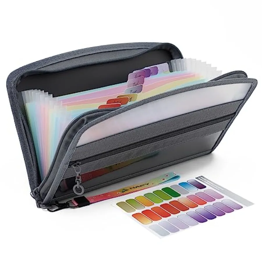 

Small Accordian File Organizer, A5 Check Size 13 Pockets Coupon Receipt Holder Organizer with Zipper, 11X7 Inch Accordion Expan