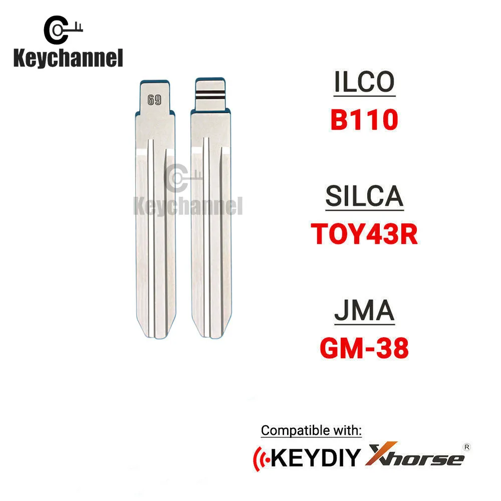 KeyChannel KD-X2 Xhorse VVDI JMD KD900 원격 블레이드 Lishi TOY43R, 스바루 XV, 그레이트 월, 구 도요타용, 69 # 자동차 키 블레이드, 10 개