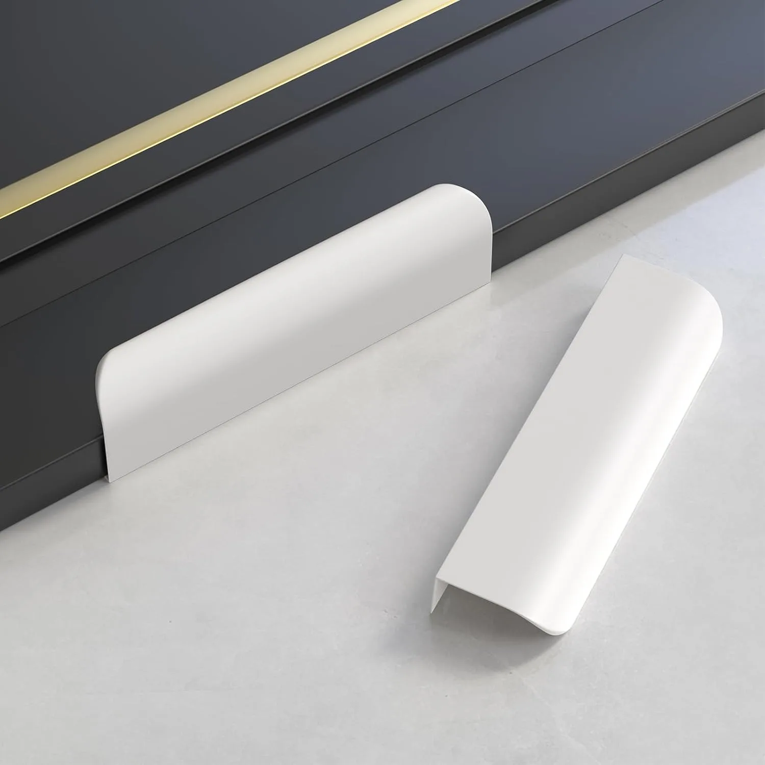 4er-Pack weiße Küchenschrankgriffe, Fingergriffe für Schränke, Kantengriffe, Küchenbeschläge für Kommodenschubladen, Aluminiumlegierung
