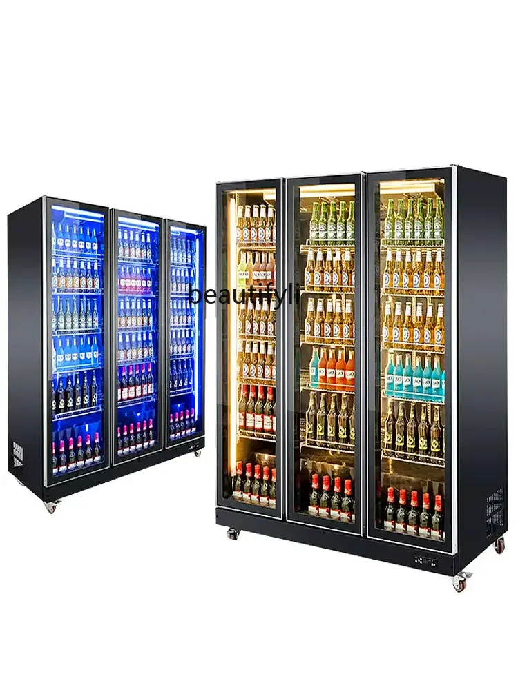 Vertical Refrigerated Wine Beer Display Supermarket Beverage Cabinet Two-Door Refrigerator Commercial Freezer