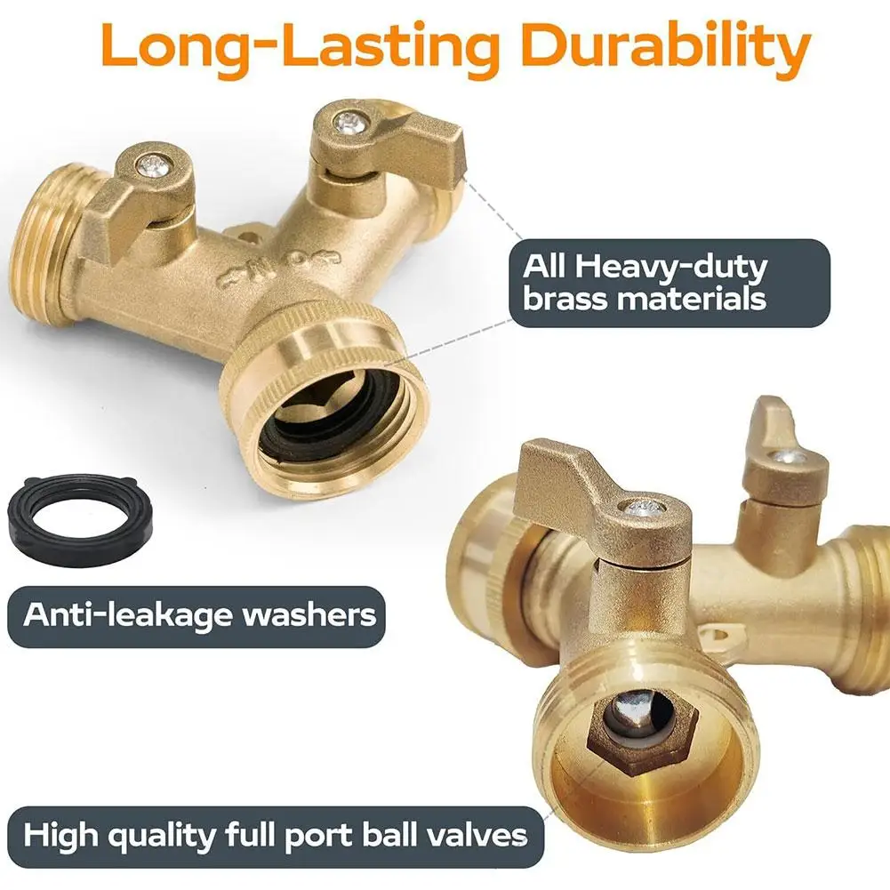 3/4 cala 2-drożny mosiężny rozdzielacz węży ogrodowych typu Y złącze do podlewania kranu rozdzielacz do kranu zewnętrznego 1/2/3 zestaw
