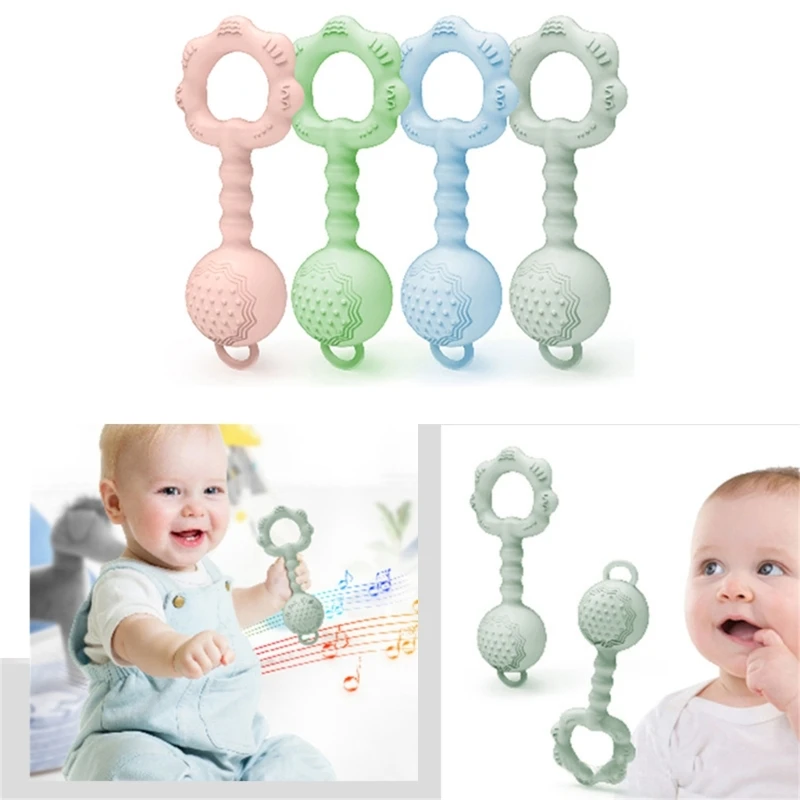 

Soothing Toy Rattles Silicone Rattle Toy Baby Teether for Newborn Infant Toddler Teething Rattle Soothing Toys