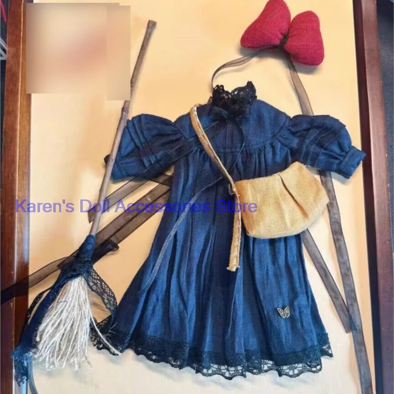 

1 комплект, новинка 2026 года, аксессуар для волос в мультяшном стиле + юбка + метла + рюкзак для Blythe (подходит для Lulu,ymy24,Ob22,24,26,zone, Jenny)