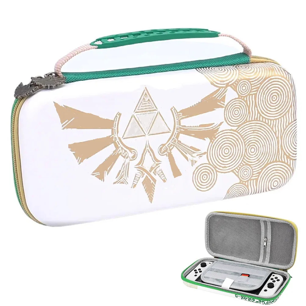 Waterproof Hard Carrying Case for Nintendo Switch OLED Portable Storage Bag with 10 Card Slots Game Theme Design