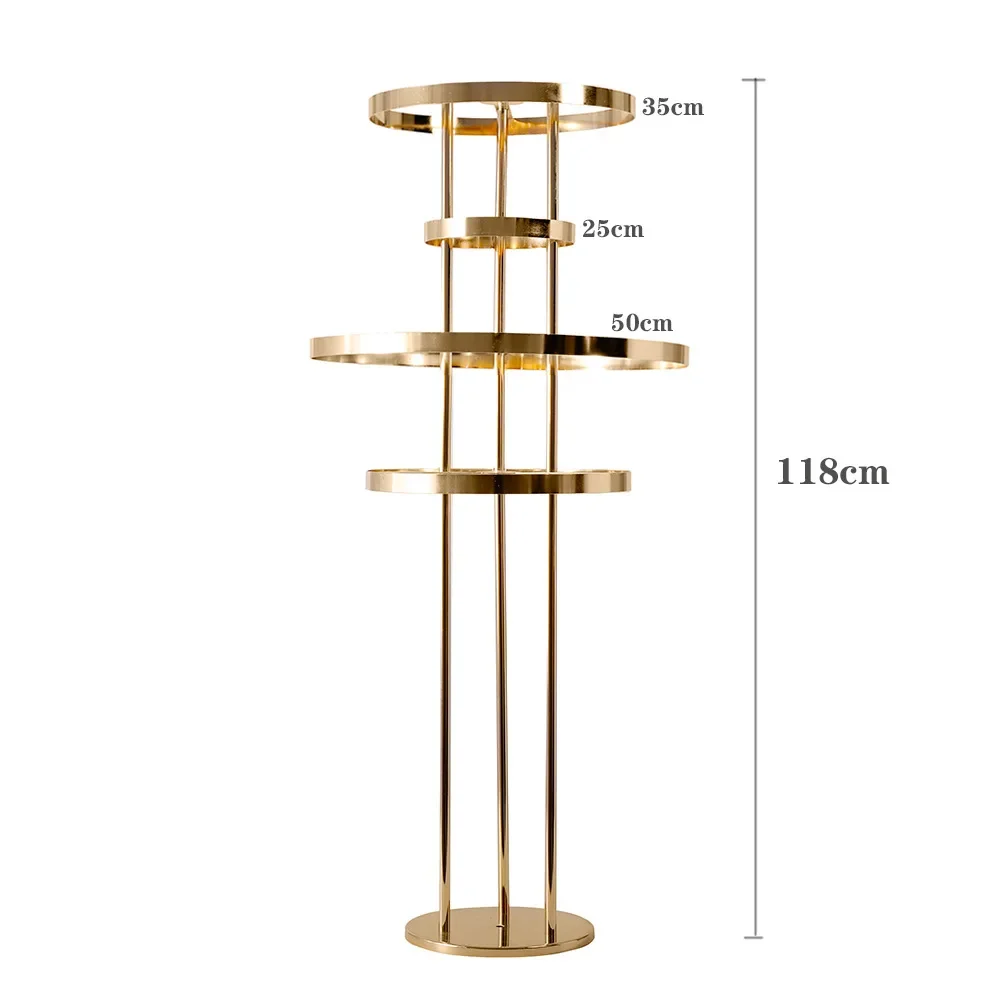 118cm Hoher Goldener Metall-Blumenständer 4-stufig Hochzeitstisch-Mittelstück Blumendekoration Rack Event Party Gang-Dekor Requisiten – Detail 1