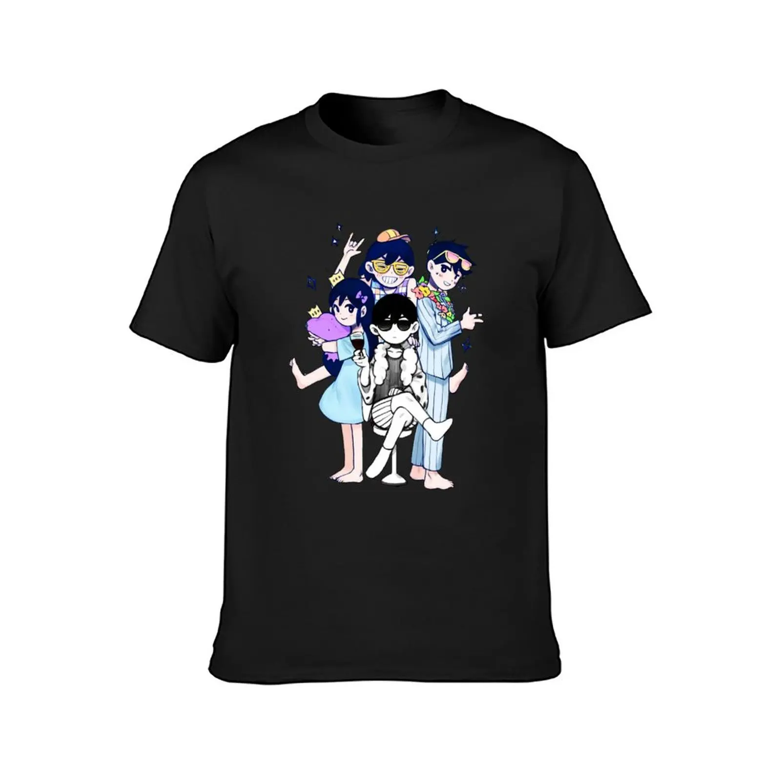 omori charcter tshirt - Omori basill sticker T-Shirt plus size tops anime hippie clothes funnys t shirts for men