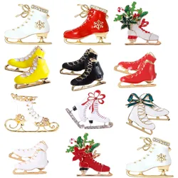 Custom Black White Red Ice Skating Shoes Brooches Lapel Badges Sports Jewelry Gift for Kids Friends Skates Enamel Pins